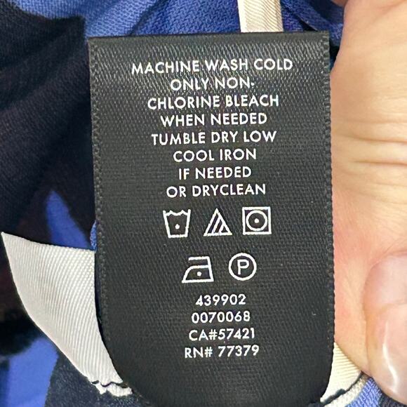 Ann Taylor Dress Womens Large Blue Black Floral Pleated Sleeveless Pullover - Picture 6 of 10